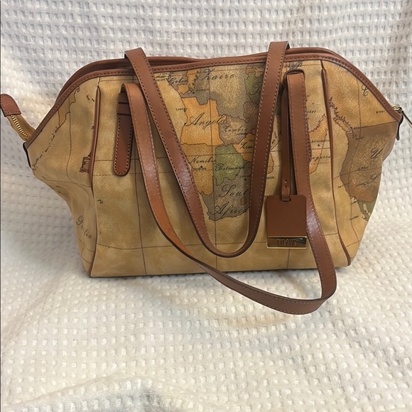 Alviero Martini Tan Map Print Women's Bag - Picture 14 of 15